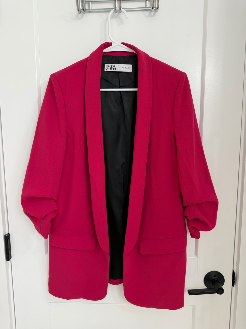 Zara Women's Bright Pink Open-Front Blazer